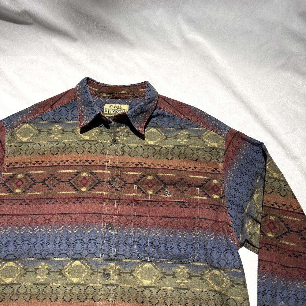 Cabela’s Deerskin Soft Chamois Shirt XL Multi Southwestern Pattern 100% Cotton